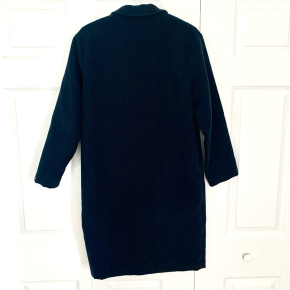 H&M Navy Blue One Button Closure Midi Length Coat Women’s Size 4 - Picture 2 of 7